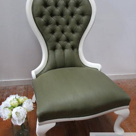 Commissioned chair with painted olive upholstery