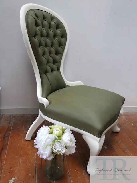 Commissioned chair with painted olive upholstery