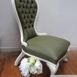 Commissioned chair with painted olive upholstery