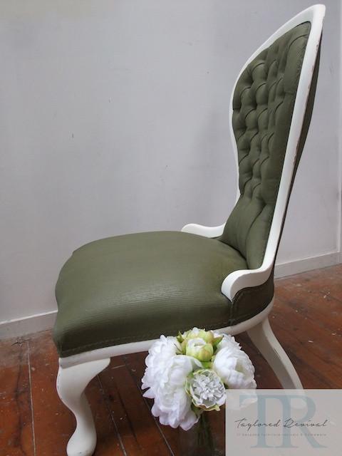 Commissioned chair with painted olive upholstery