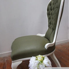 Commissioned chair with painted olive upholstery