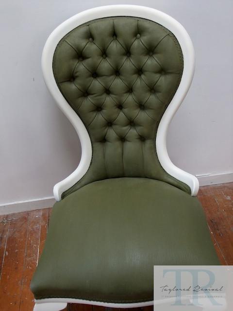 Commissioned chair with painted olive upholstery