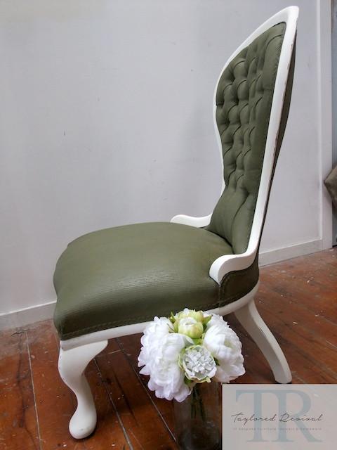 Commissioned chair with painted olive upholstery