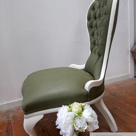 Commissioned chair with painted olive upholstery