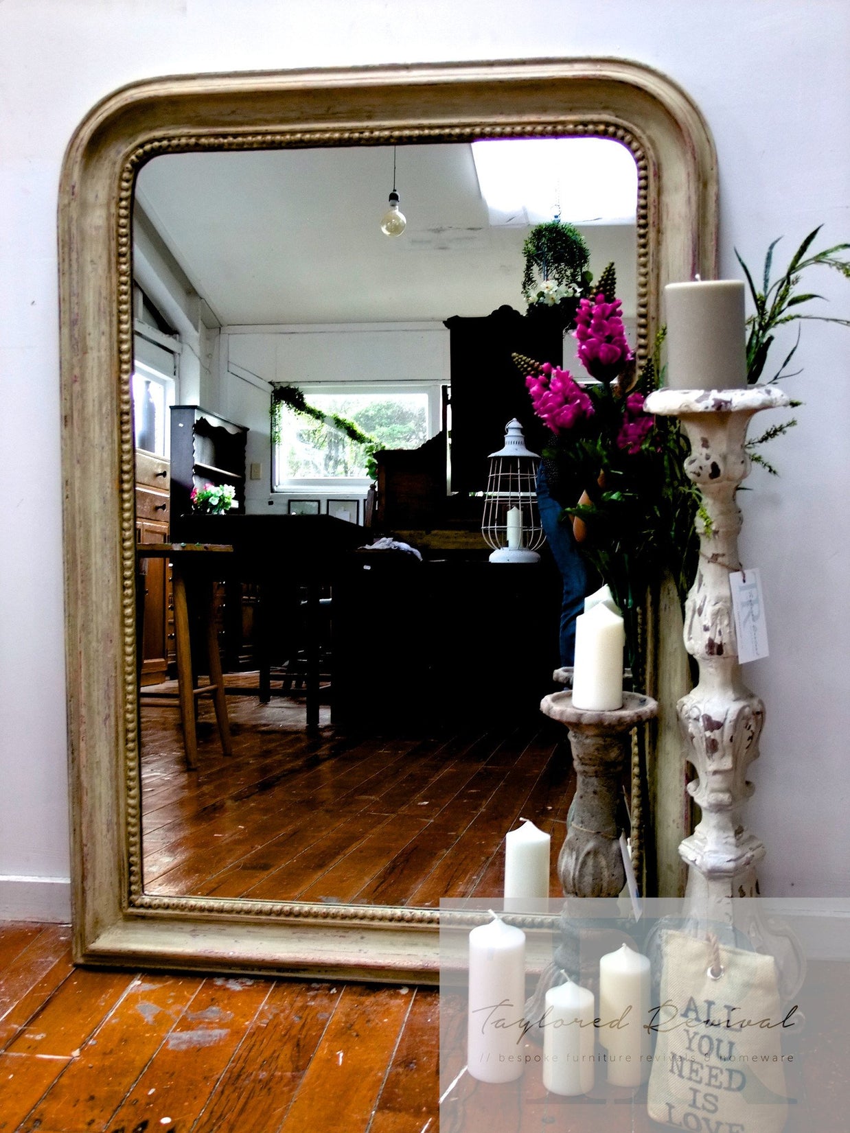 Not For Sale - Rosalee: Rustic farmhouse style beaded mirror