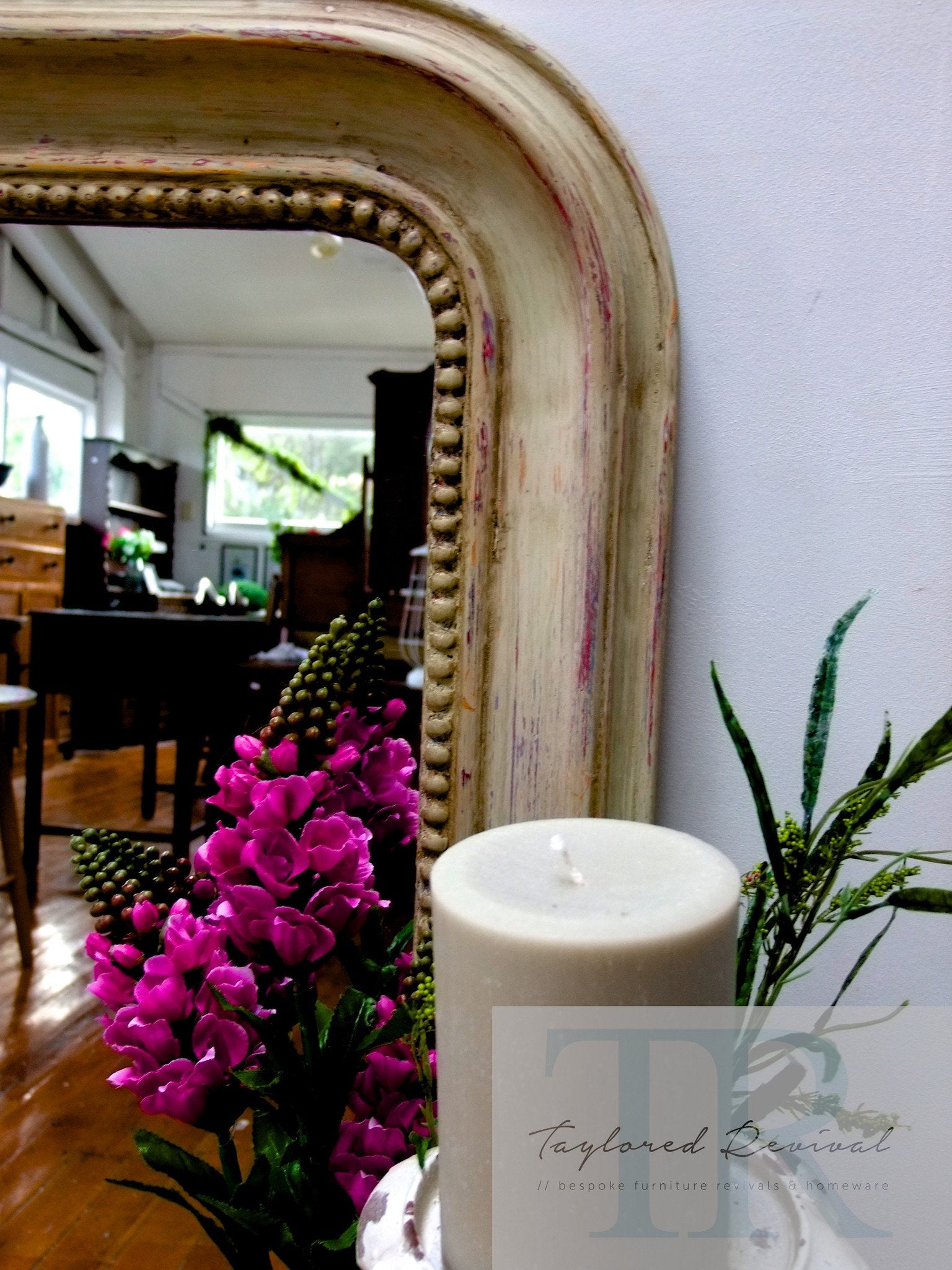 Not For Sale - Rosalee: Rustic farmhouse style beaded mirror