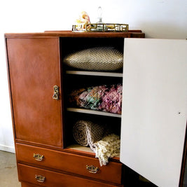 Not For Sale - Riley: Hand painted Oak Cabinet in Rustic Scandinavian Pink