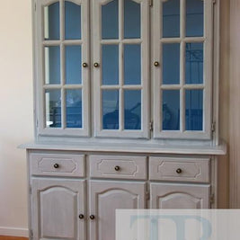 Not For Sale - Shirley: Beautiful grey display cabinet with blue inners