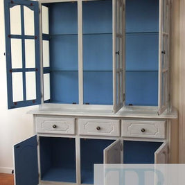 Not For Sale - Shirley: Beautiful grey display cabinet with blue inners