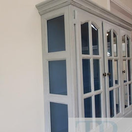 Not For Sale - Shirley: Beautiful grey display cabinet with blue inners