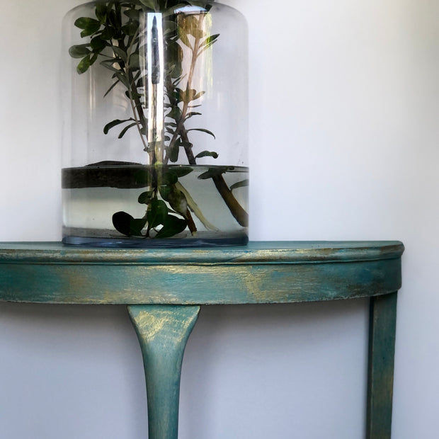 Not For Sale - Beachy and Luxurious hand painted half round table
