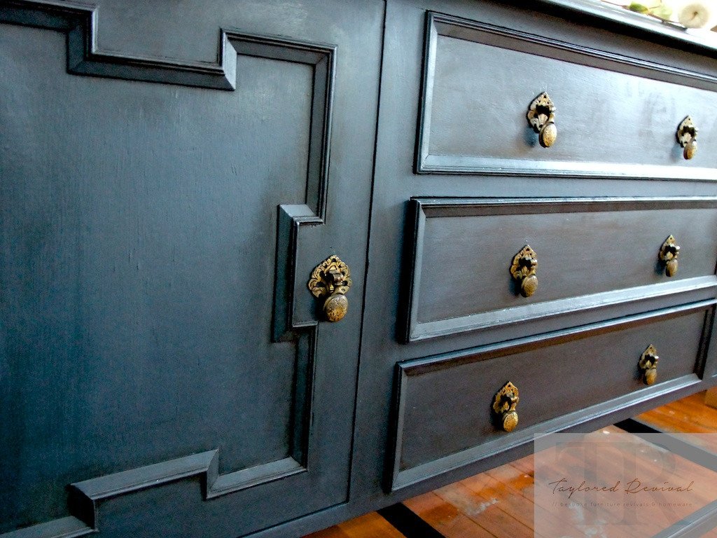 Not For Sale - Tamsyn: Antique Oak sideboard in deep royal blue