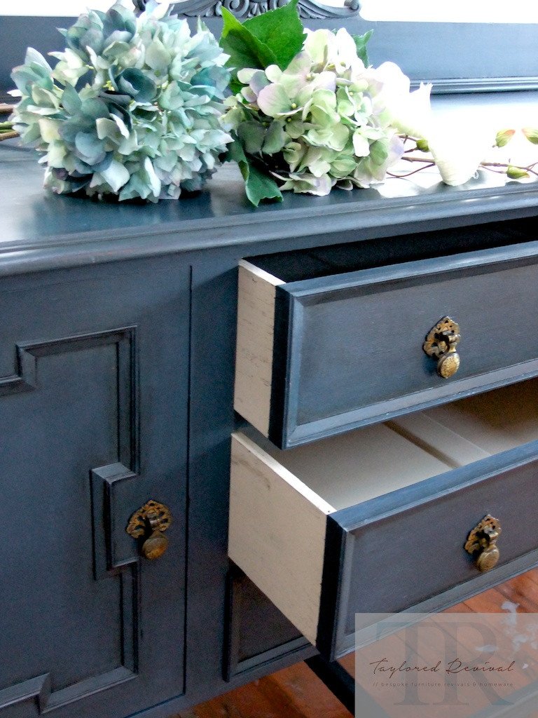 Not For Sale - Tamsyn: Antique Oak sideboard in deep royal blue
