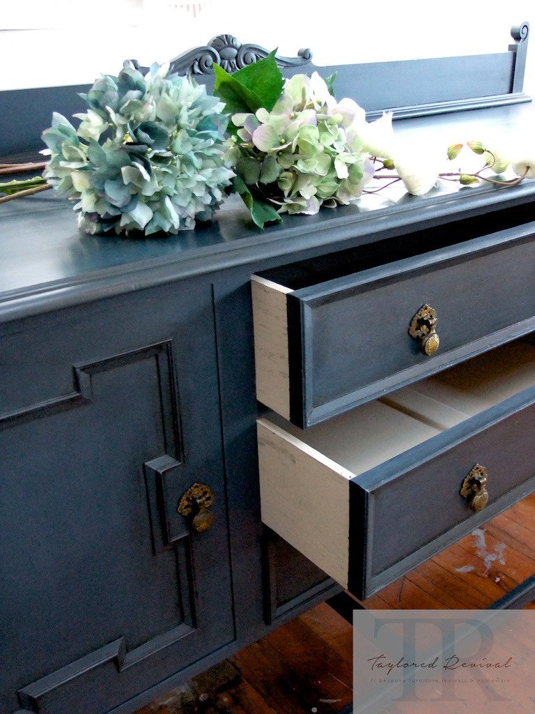 Not For Sale - Tamsyn: Antique Oak sideboard in deep royal blue