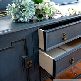 Not For Sale - Tamsyn: Antique Oak sideboard in deep royal blue