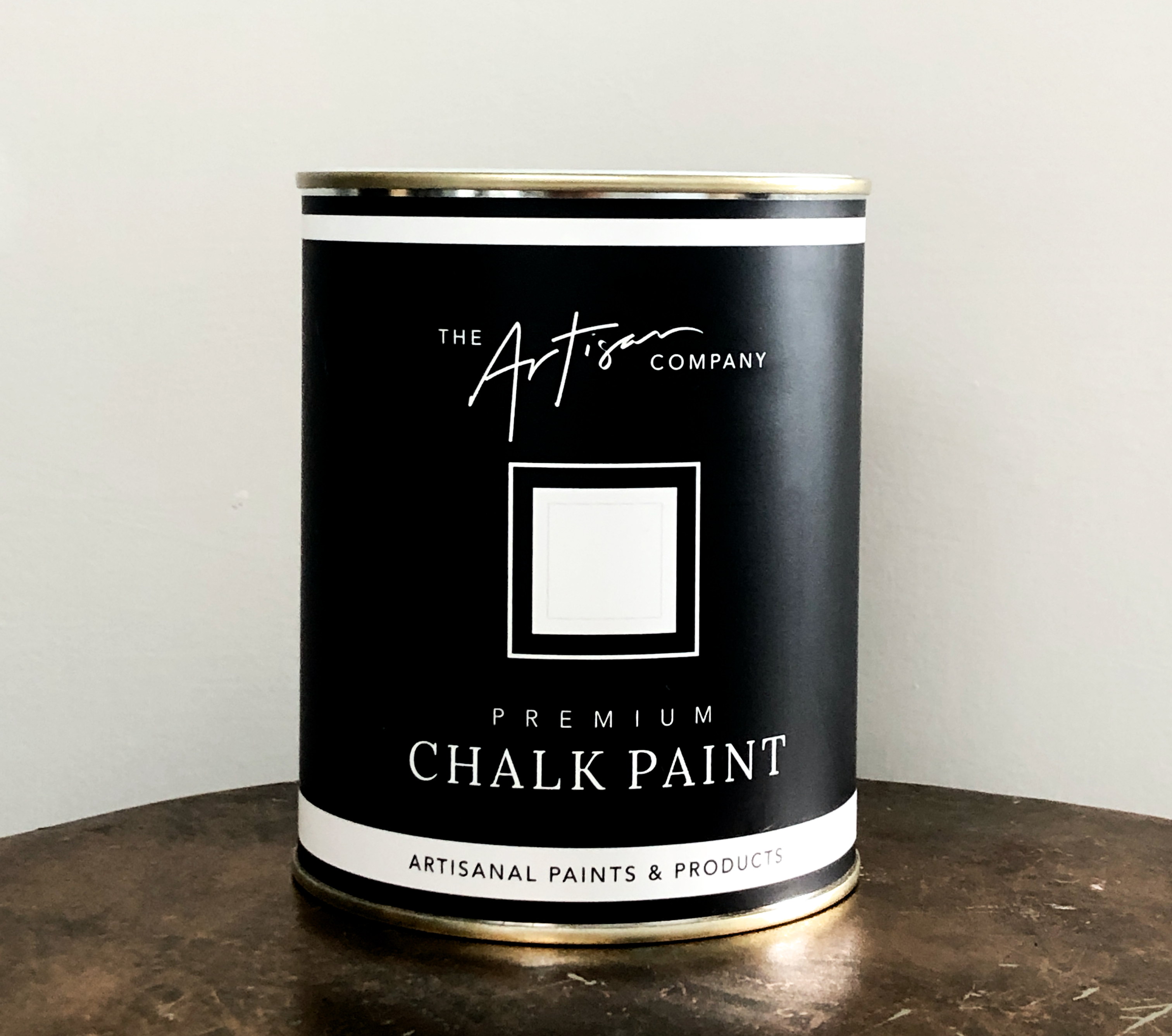 Open tin of Kingsley chalk paint – rich artisan blue-green hue