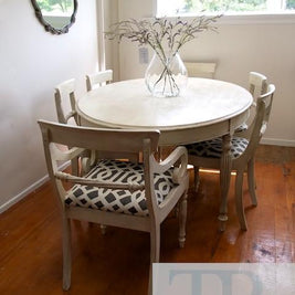 Not For Sale - The Mason's: Regency dining suite with linen lattice upholstery