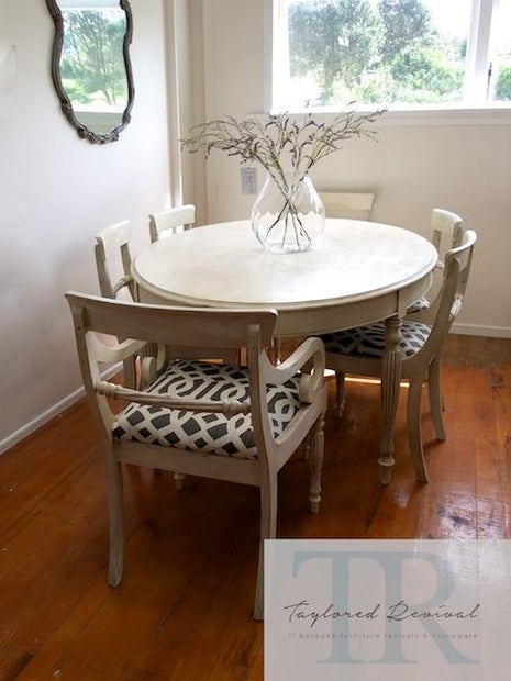 Not For Sale - The Mason's: Regency dining suite with linen lattice upholstery