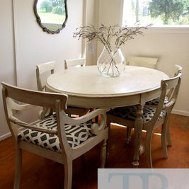 Not For Sale - The Mason's: Regency dining suite with linen lattice upholstery