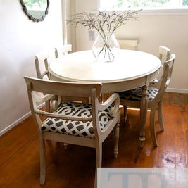 Not For Sale - The Mason's: Regency dining suite with linen lattice upholstery