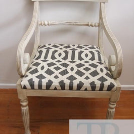 Not For Sale - The Mason's: Regency dining suite with linen lattice upholstery