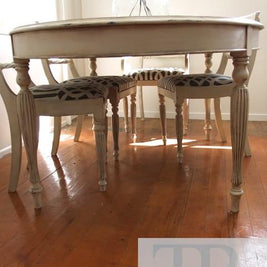Not For Sale - The Mason's: Regency dining suite with linen lattice upholstery