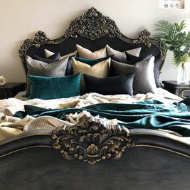 Not For Sale - Commissioned Rococo bed in Cloudburst & Victorian Black Wax