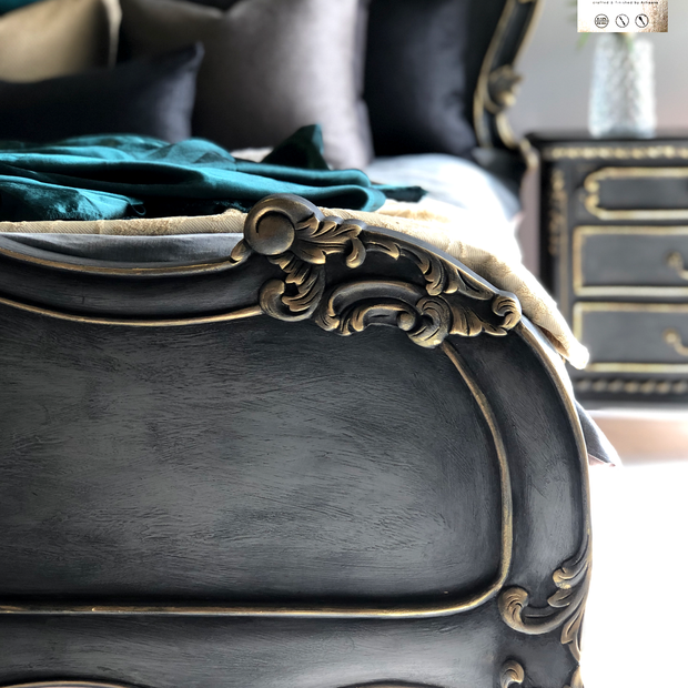Not For Sale - Commissioned Rococo bed in Cloudburst & Victorian Black Wax