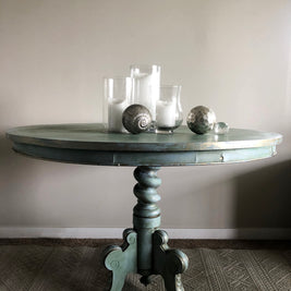 Not For Sale - Battered round entrance table brought to life in Artisan Toulouse & coloured waxes