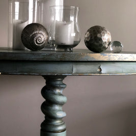 Not For Sale - Battered round entrance table brought to life in Artisan Toulouse & coloured waxes