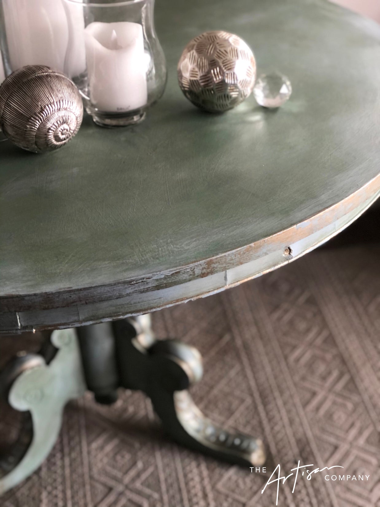 Not For Sale - Battered round entrance table brought to life in Artisan Toulouse & coloured waxes