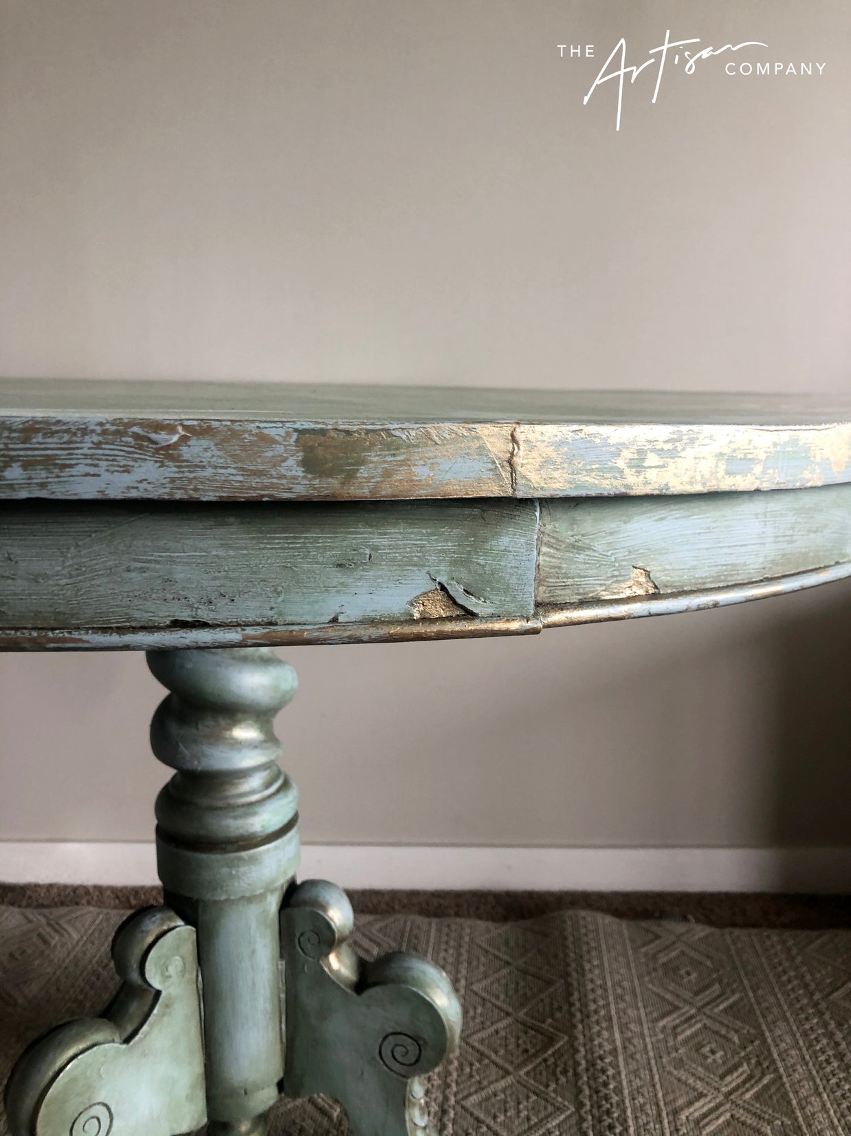 Not For Sale - Battered round entrance table brought to life in Artisan Toulouse & coloured waxes