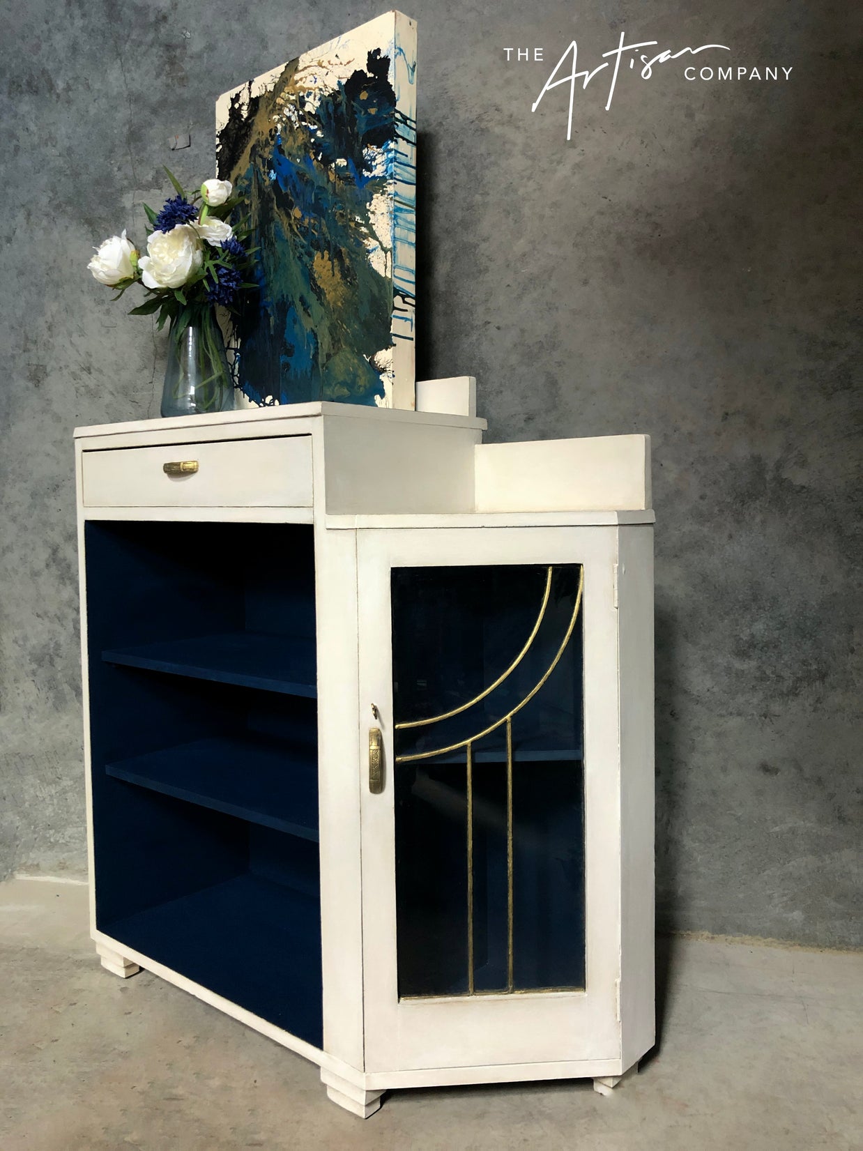 Commissioned Oak Cabinet in Wild Tusk and Royal Navy