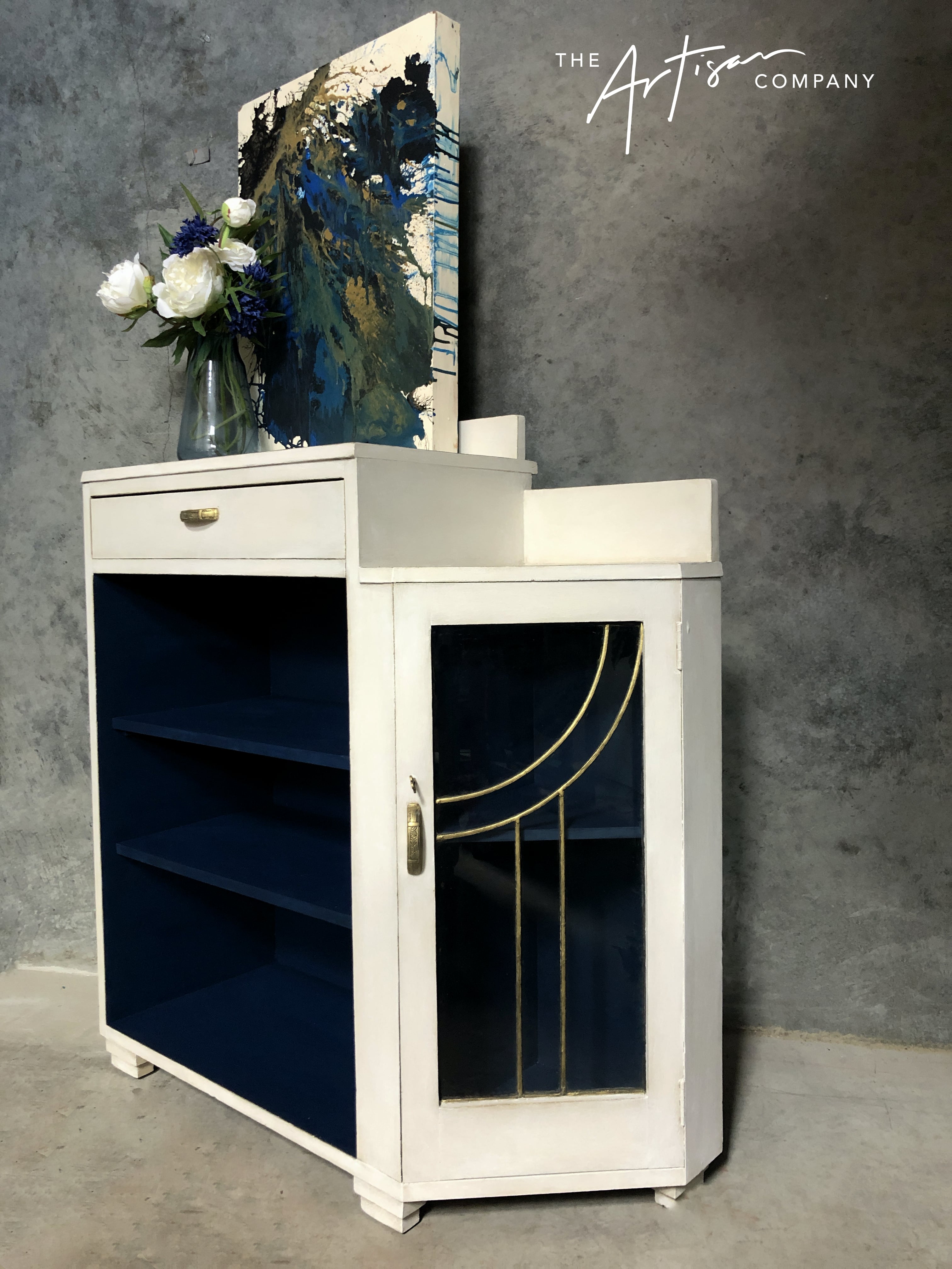 Commissioned Oak Cabinet in Wild Tusk and Royal Navy