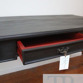 Not For Sale - Veda: Deep Charcoal queen Anne desk with Red Antique style drawers