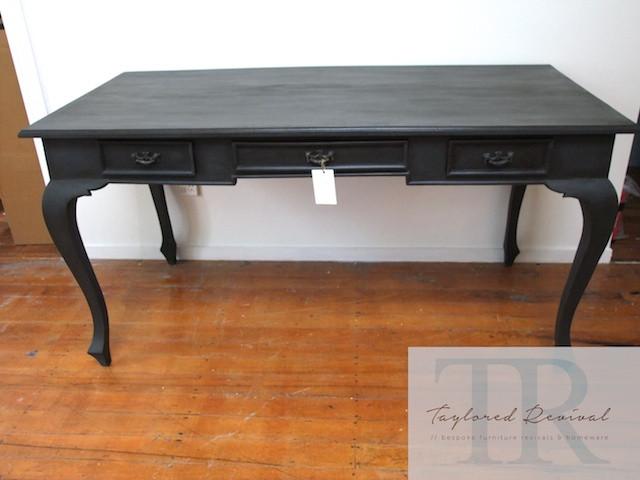 Not For Sale - Veda: Deep Charcoal queen Anne desk with Red Antique style drawers