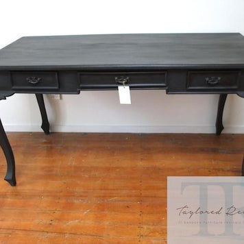 Not For Sale - Veda: Deep Charcoal queen Anne desk with Red Antique style drawers