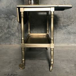 Not For Sale - Commissioned Oak Tea Trolley and side table in aged Metallics