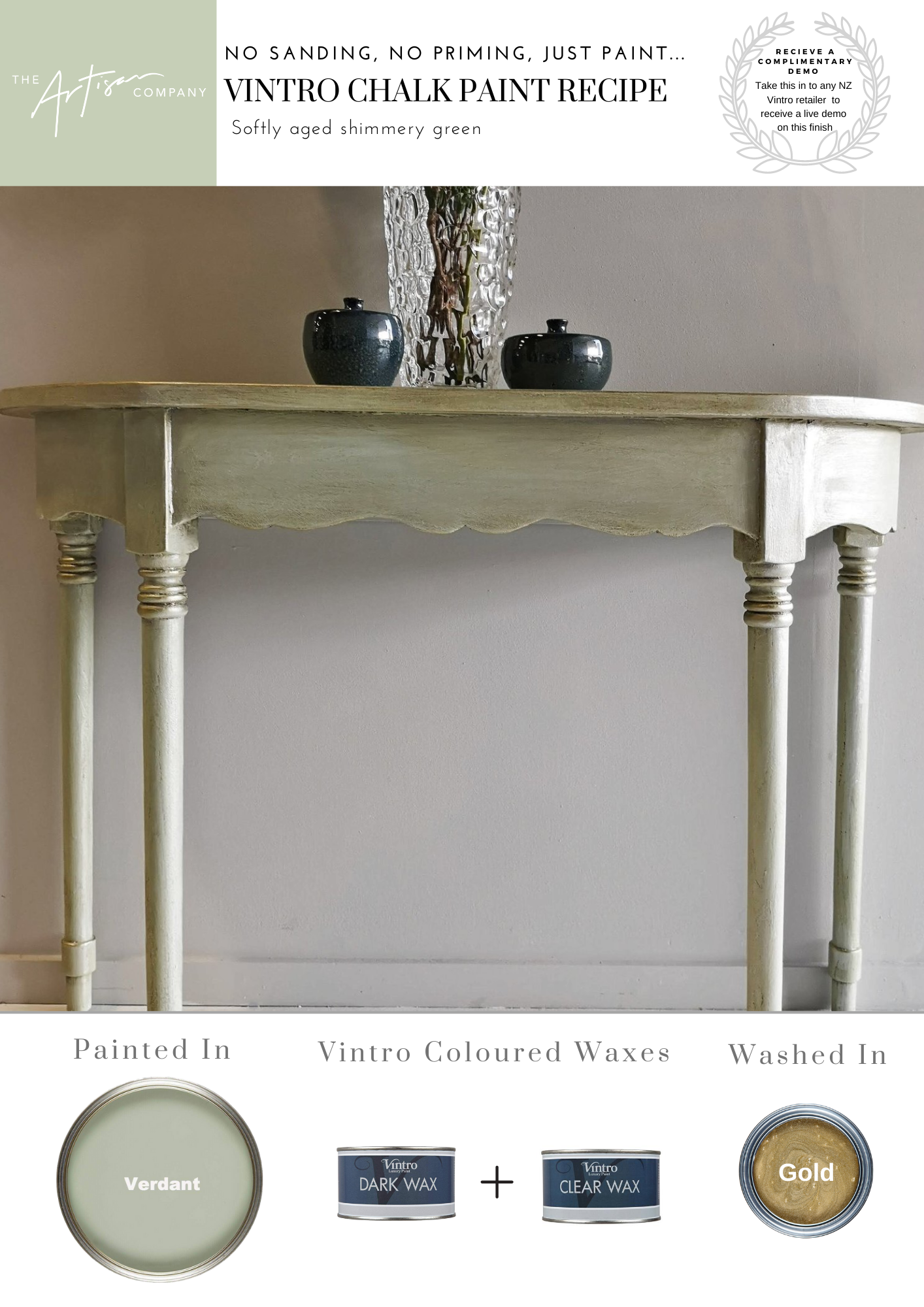 Softly aged shimmery green