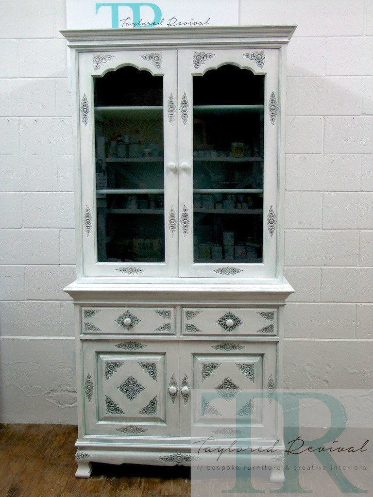 Not For Sale - Commissioned Display Cabinet in Pure White with Duck Egg Wash