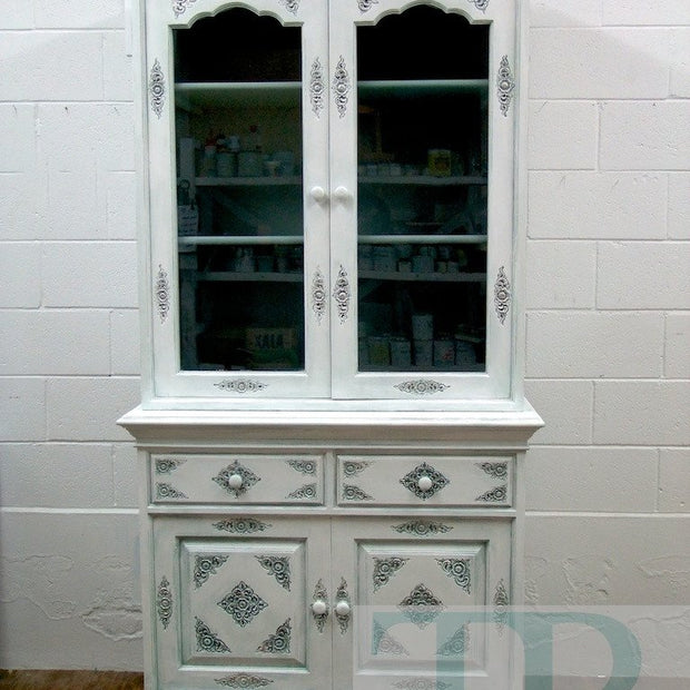 Not For Sale - Commissioned Display Cabinet in Pure White with Duck Egg Wash