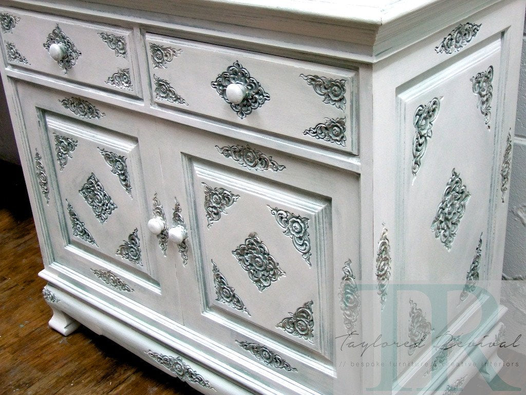 Not For Sale - Commissioned Display Cabinet in Pure White with Duck Egg Wash