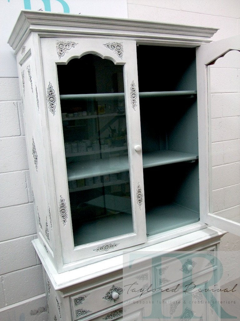 Not For Sale - Commissioned Display Cabinet in Pure White with Duck Egg Wash