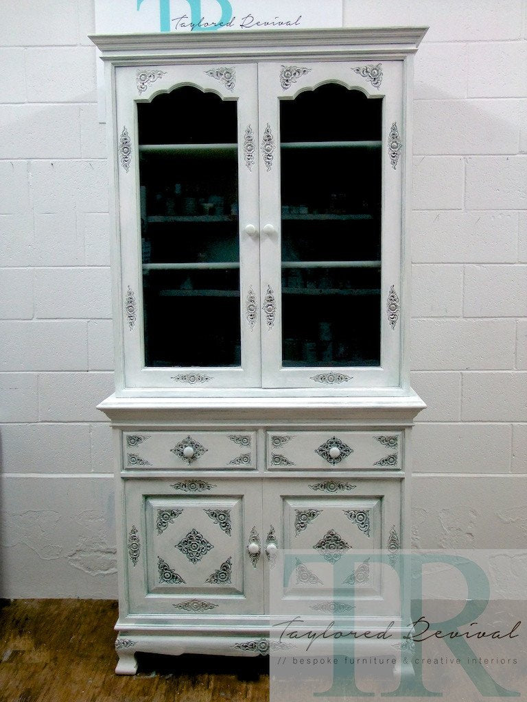 Not For Sale - Commissioned Display Cabinet in Pure White with Duck Egg Wash