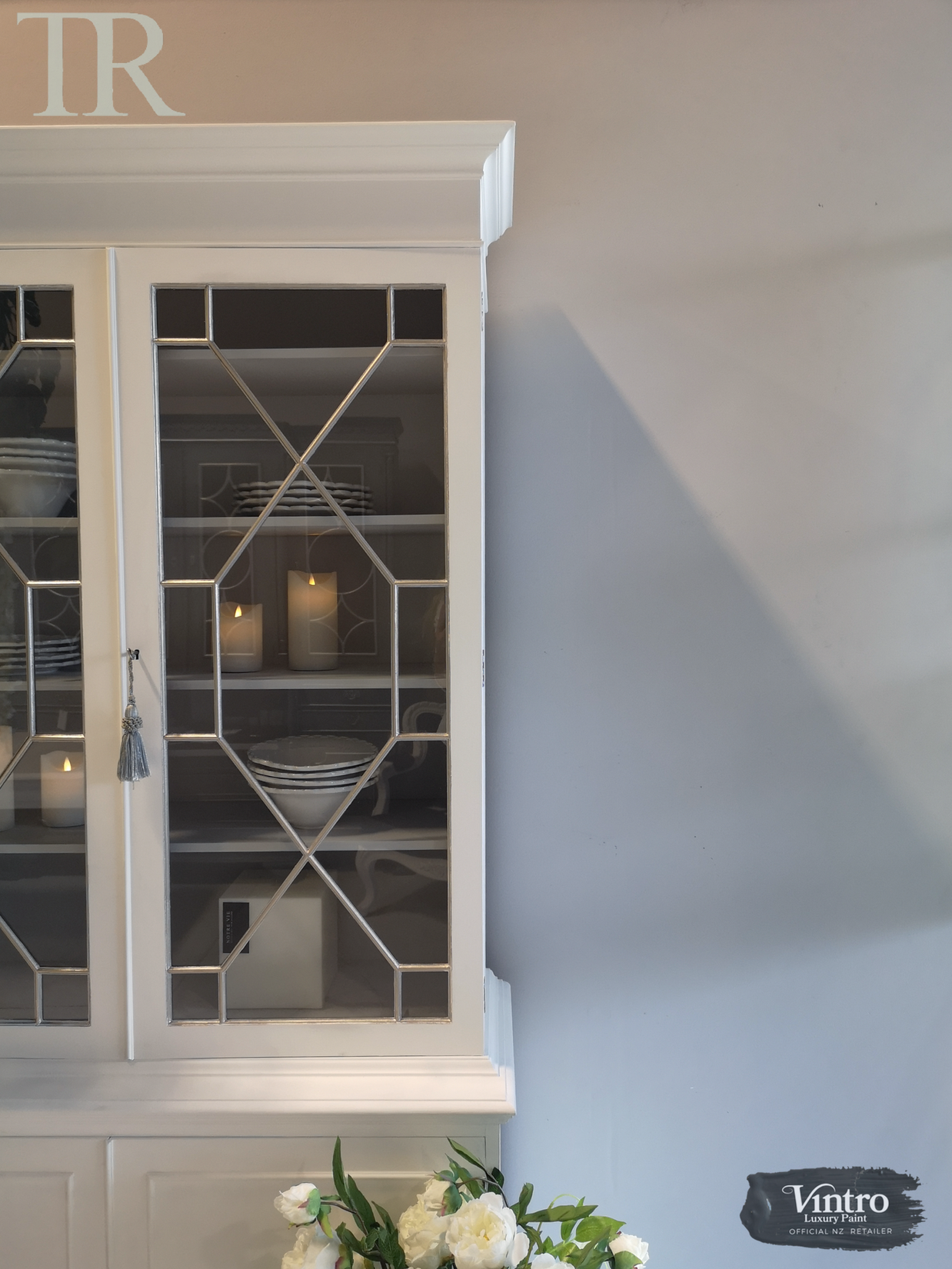 Not For Sale - Commissioned Crisp White cabinet in Vintro Crystal No Seal