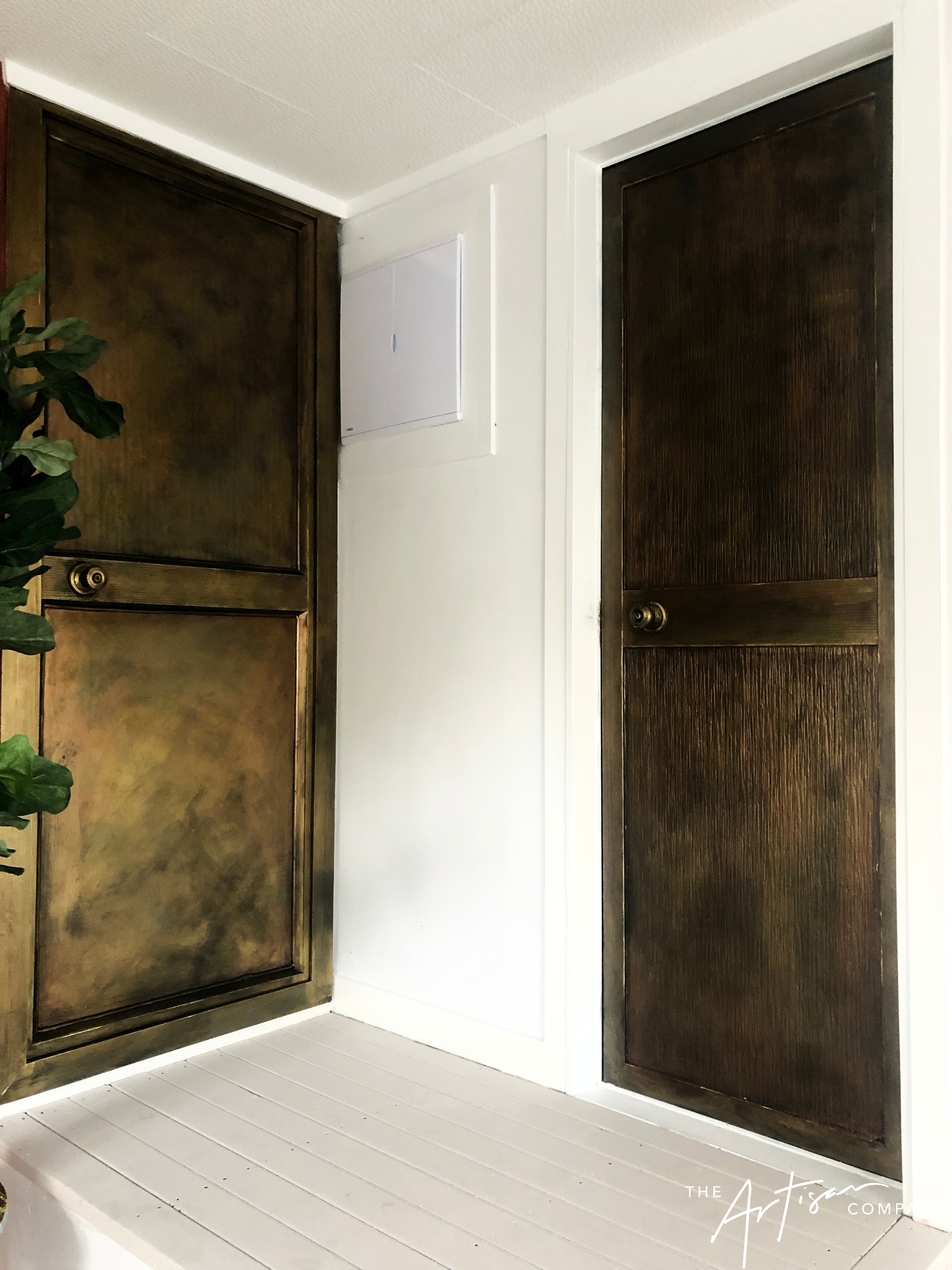 Not For Sale - Rustic Metallic finish done over glass doors