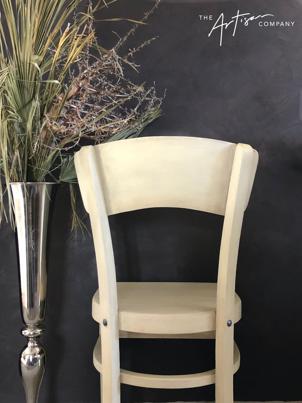 Not For Sale - Commission Chair in Artisan Burmese & coloured waxes; Black Truffle Stone Effects on the wall