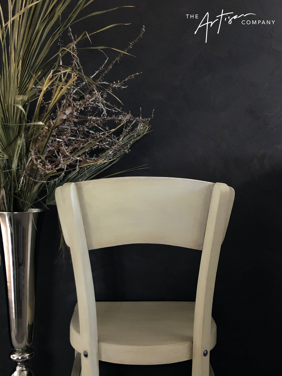 Not For Sale - Commission Chair in Artisan Burmese & coloured waxes; Black Truffle Stone Effects on the wall
