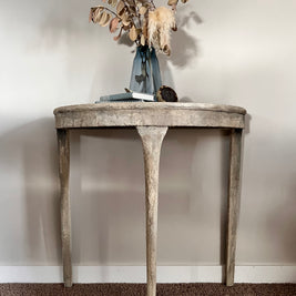 Not For Sale - Mahogany half round table in Artisan Stone  - Tuscan style stone finish