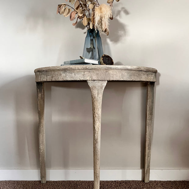 Not For Sale - Mahogany half round table in Artisan Stone  - Tuscan style stone finish